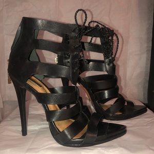 Schuts  black lace up gladiator heels